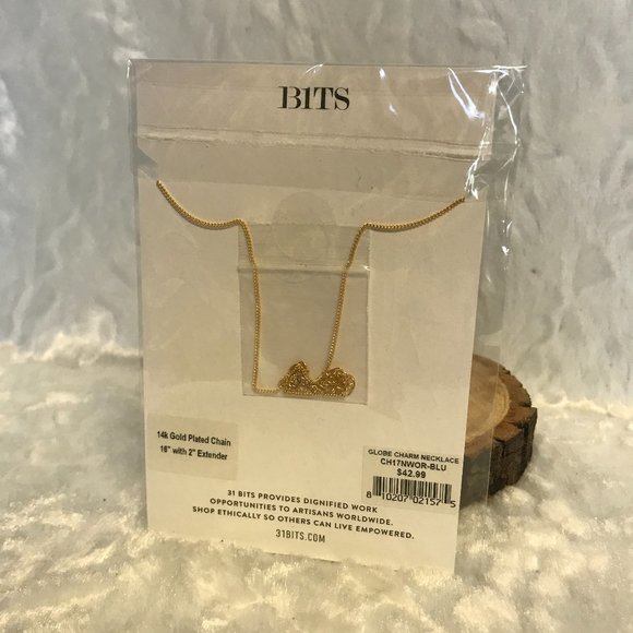 31 Bits Globe Charm 14K Gold Plated necklace - Picture 4 of 5